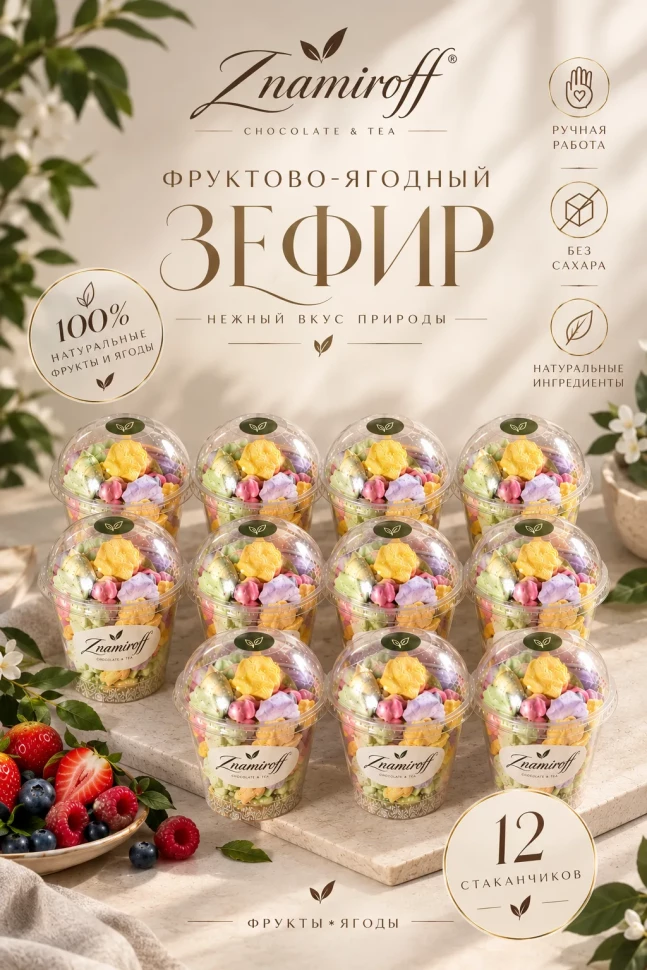  Зефир в стаканчиках без сахара(коробка 12шт по 100гр) в Бузулуке