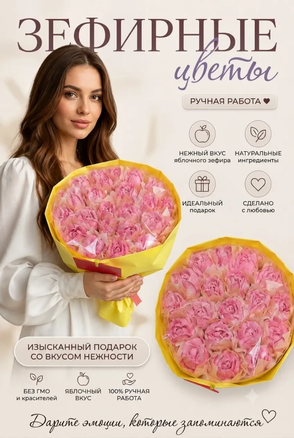 №1 Букет Зефирный Размер XL розовый,350г в Бузулуке