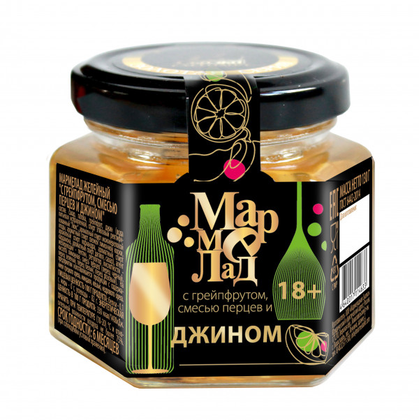 №2 Мармелад в банке "С грейпфрутом, смесью перцев и джином" 130г (18+)  в Бузулуке