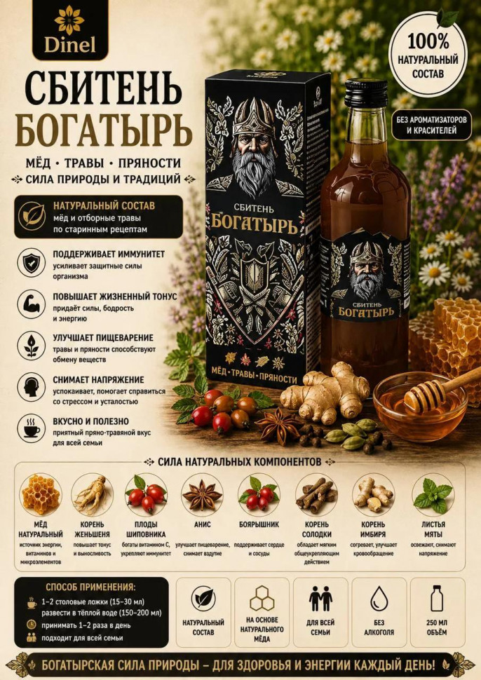  Сбитень Богатырь, 250мл  в Бузулуке