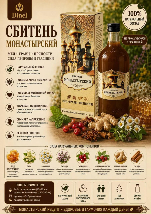 №2 Сбитень Монастырский, 250мл  в Бузулуке